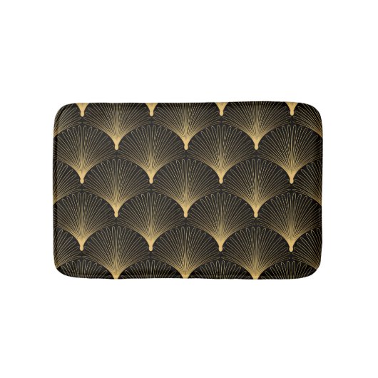 Tapis De Bain Art Déco : motif d'or noir. (Devant)
