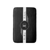 Tapis De Bain Art déco noir et blanc de monogramme (Devant (Vertical))