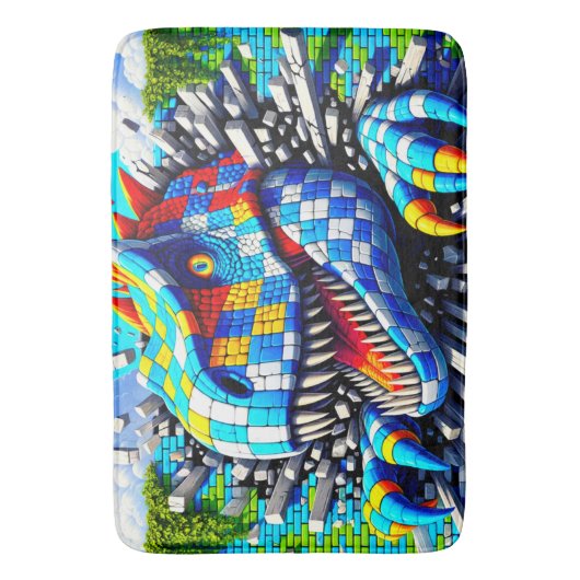 Tapis De Bain Art Dinosaur (devant Vertical)
