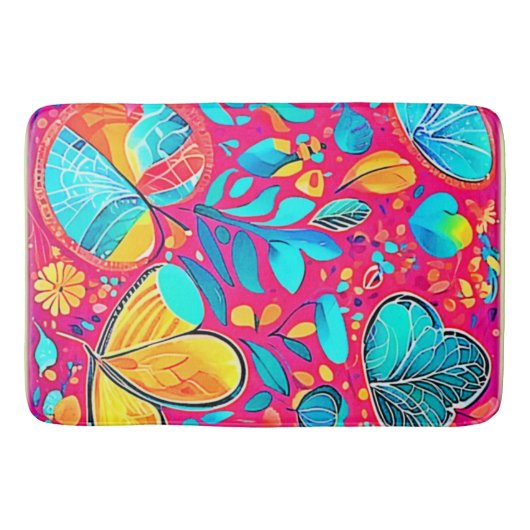 Tapis De Bain Art du coeur floral vibrant (Devant)