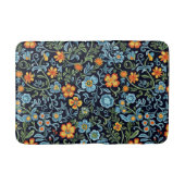 Tapis De Bain Art floral complexe : Fleurs bleues et orange (Devant)