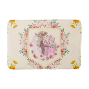 Tapis De Bain Art Floral, Dame Du Printemps