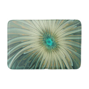 Tapis De Bain Art floral fractal fantaisiste vert sauge abstrait