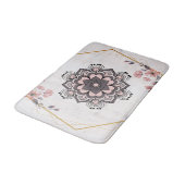 Tapis De Bain Art floral Rangoli, rose et gris harmonie apaisant (Angle)