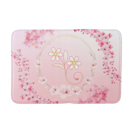 Tapis De Bain Art Floral Rose, Bénédiction Printanière (Devant)
