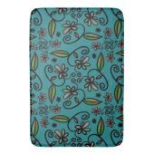 Tapis De Bain Art floral sur le Turquoise (devant Vertical)