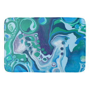 Tapis De Bain Art fluo en marbre bleu et vert