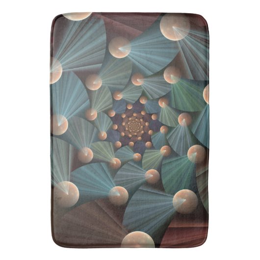 Tapis De Bain Art Fractal Abstrait Avec Profondeur Bleu Brown Ar (devant Vertical)