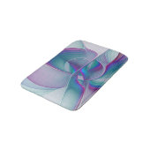 Tapis De Bain Art Fractal Abstrait rose bleu turquoise (Angle)