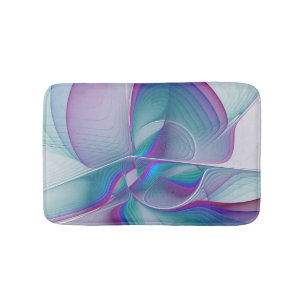 Tapis De Bain Art Fractal Abstrait rose bleu turquoise
