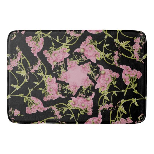 Tapis De Bain Art fractal d'Achille rose et noir (Devant)