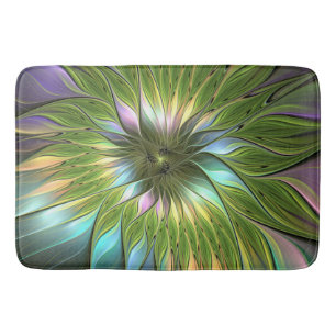 Tapis De Bain Art Fractal Fleur Imaginaire Coloré Lumineux
