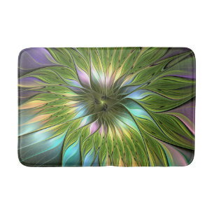 Tapis De Bain Art Fractal Fleur Imaginaire Coloré Lumineux