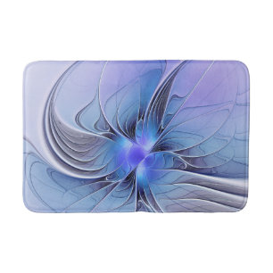 Tapis De Bain Art fractal moderne abstrait bleu lavande