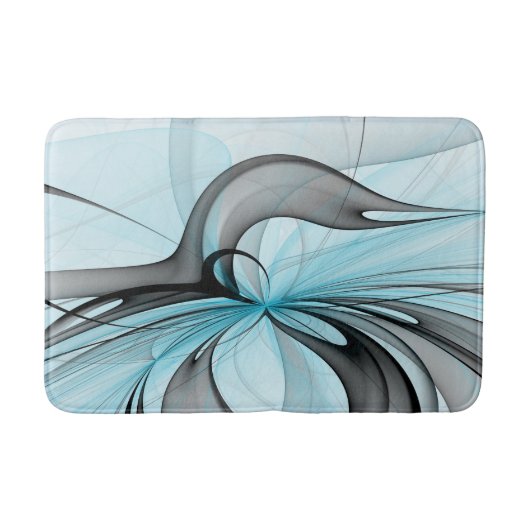 Tapis De Bain Art fractal moderne gris anthracite abstrait bleu (Devant)