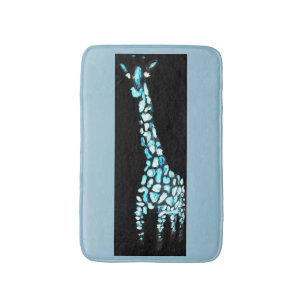 Tapis De Bain Art frais de girafe d'abrégé sur bleu