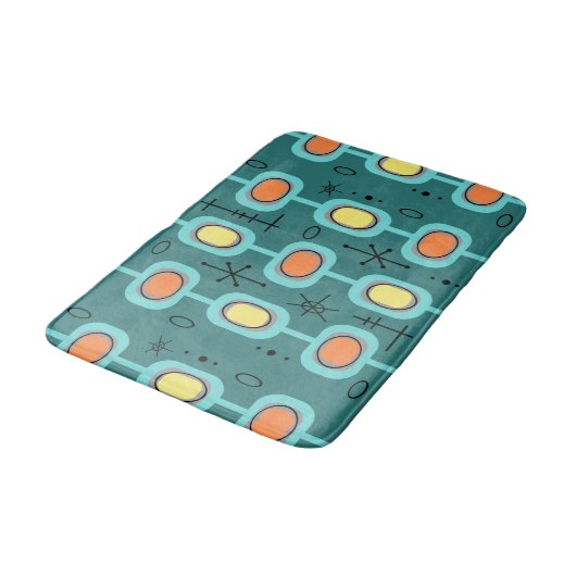 Tapis De Bain Art géométrique de l'ère spatiale Turquoise (Angle)