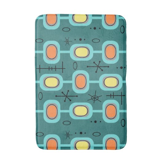 Tapis De Bain Art géométrique de l'ère spatiale Turquoise (Devant (Vertical))