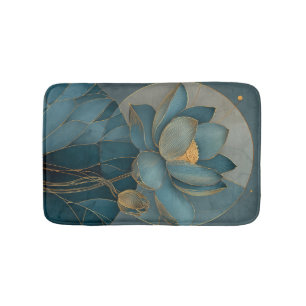 Tapis De Bain Art géométrique en ligne de fleur de lotus sarcell