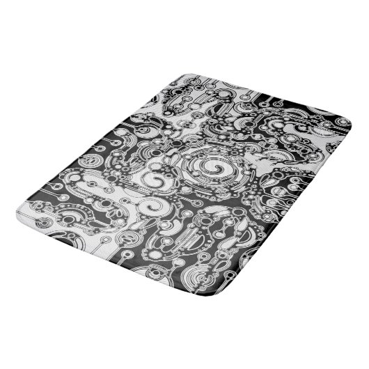 Tapis De Bain Art Géométrique Noir Et Blanc 3 (Angle)