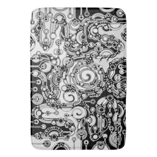 Tapis De Bain Art Géométrique Noir Et Blanc 3 (devant Vertical)
