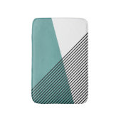 Tapis De Bain Art géométrique simple noir, blanc et turquoise (Devant (Vertical))
