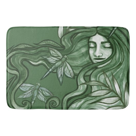 Tapis De Bain Art Goddess Libellule Verte Libellules (Devant)