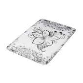 Tapis De Bain Art Graphique Monochrome, Belle Fleur (Angle)