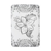 Tapis De Bain Art Graphique Monochrome, Belle Fleur (Devant (Vertical))