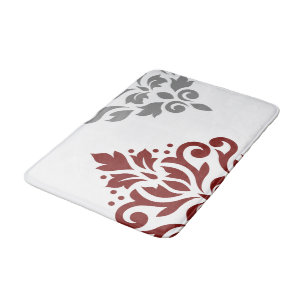 Tapis De Bain Art I de damassé de rouleau rouge et gris sur le