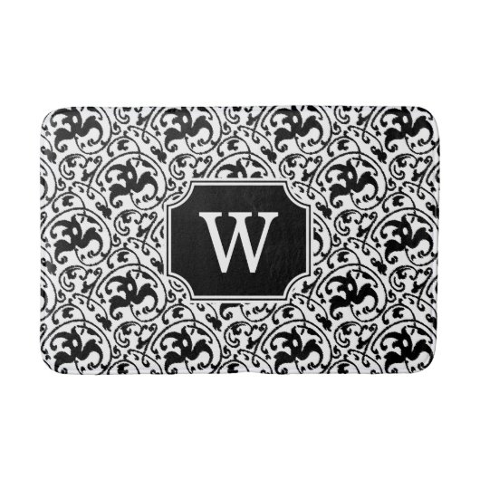 Tapis De Bain Art Nouveau Ikat - Blanc et Noir (Devant)