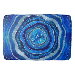 Tapis De Bain Art numérique géographique de la marine Blue Agate