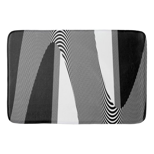 Tapis De Bain Art Op Noir Et Blanc, Mat De Bain (Devant)