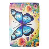 Tapis De Bain Art papillon bleu floral (devant Vertical)