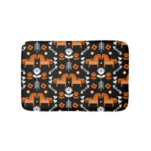Tapis De Bain Art populaire de cheval scandinave