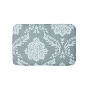 Tapis De Bain Art Rococo Damassé I Bleu de Canard Œuf+Turquoise