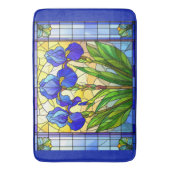 Tapis De Bain Artisan Blue Iris Floral Vitrail Mat (devant Vertical)