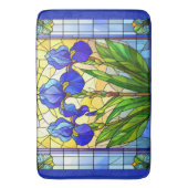 Tapis De Bain Artisan Blue Iris Floral Vitrail Mat (devant Vertical)