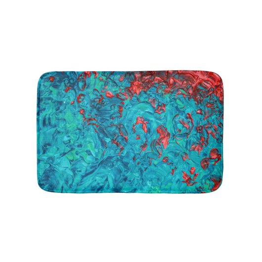 Tapis De Bain Artiste Neon Orange Turquoise Vert Acrylique Peint (Devant)