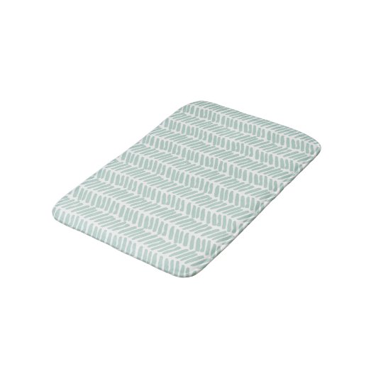 Tapis De Bain Artsy Seaglass Ocean Green White Zigzag Stripes (Angle)