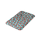 Tapis De Bain Artsy Trendy Coral Mint Turquoise Leopard Poster d (Angle)