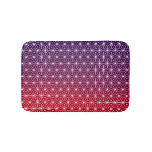 Tapis De Bain Asanoha japonais traditionnel Rouge et pourpre