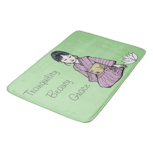 Tapis De Bain Asiatique en Kimono rose-mauve (Angle)