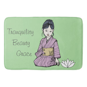 Tapis De Bain Asiatique en Kimono rose-mauve