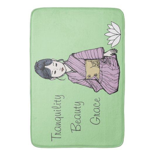 Tapis De Bain Asiatique en Kimono rose-mauve (devant Vertical)