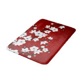 Tapis De Bain Asie Floral blanc cerisier rouge (Angle)