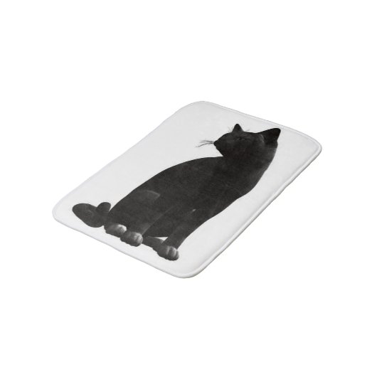 Tapis De Bain Assis Chat noir Mat (Angle)