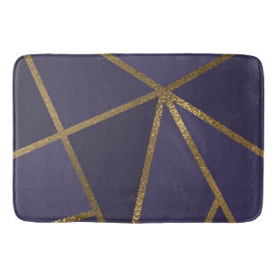 Tapis De Bain Aubergine Or Bronze Géométrique Glam Chic