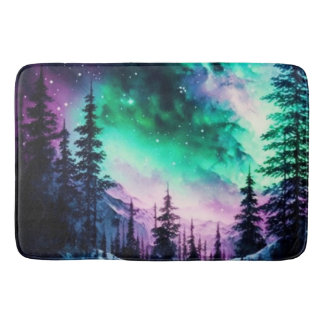 Tapis De Bain Aurora céleste boréale Lumières nord vives