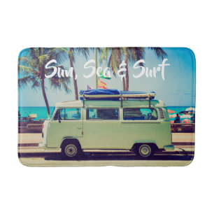 Tapis De Bain Autobus de camping sur la plage vintage et sur mes